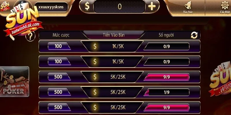 Game bài tại Sunwin đều có bàn cược phù hợp cho bạn 